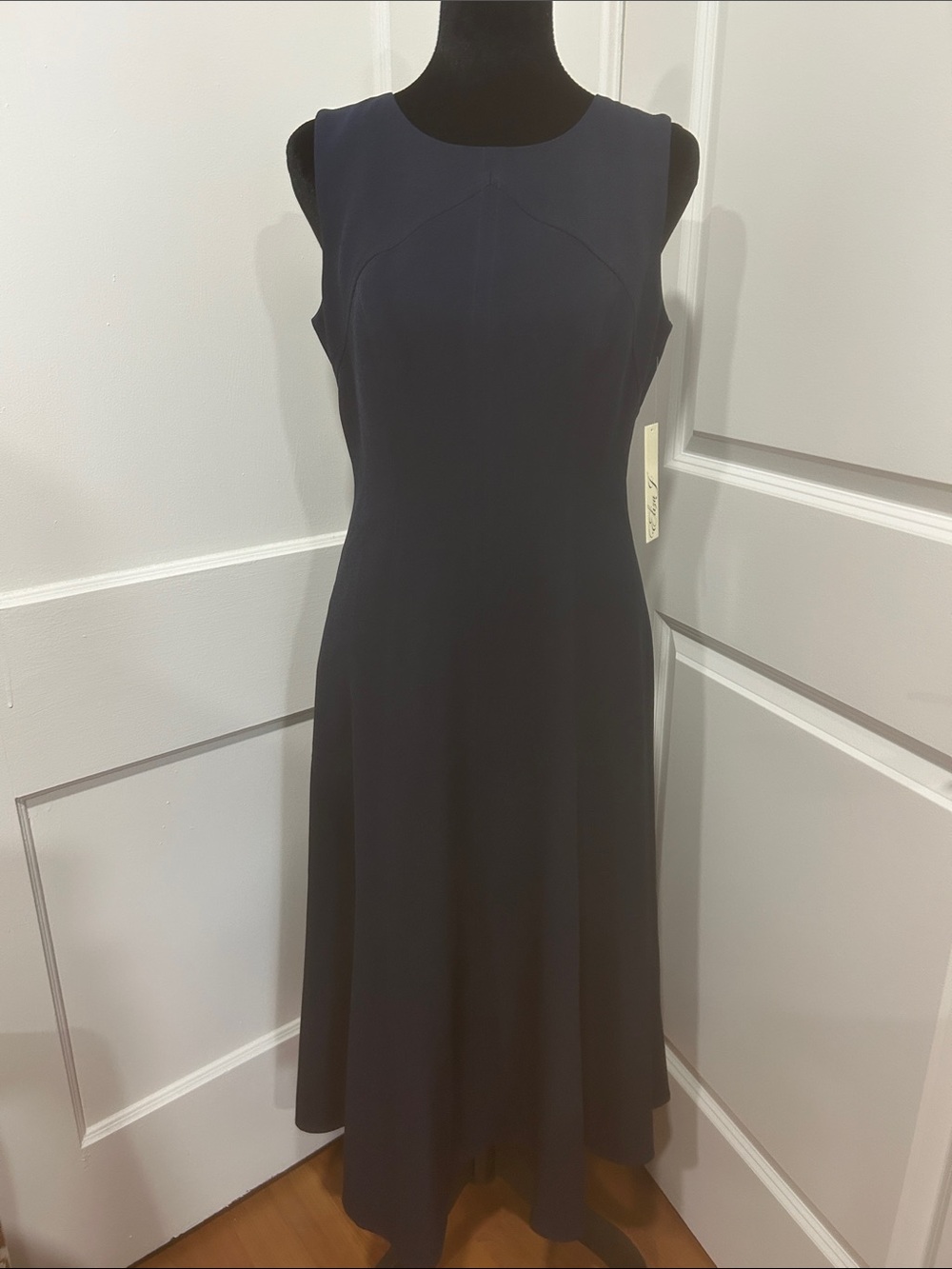 Eliza J Navy Blue Fit & Flare Midi Dress 6 New Sleeveless Career Cocktail NEW - Picture 2 of 14